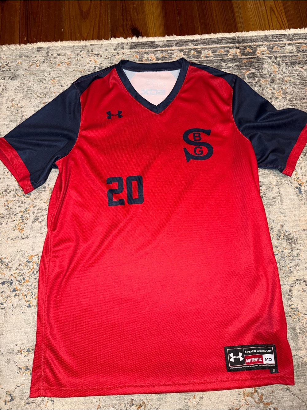 Under Armour Men’s Red & Navy Athletic Soccer Jersey - #20